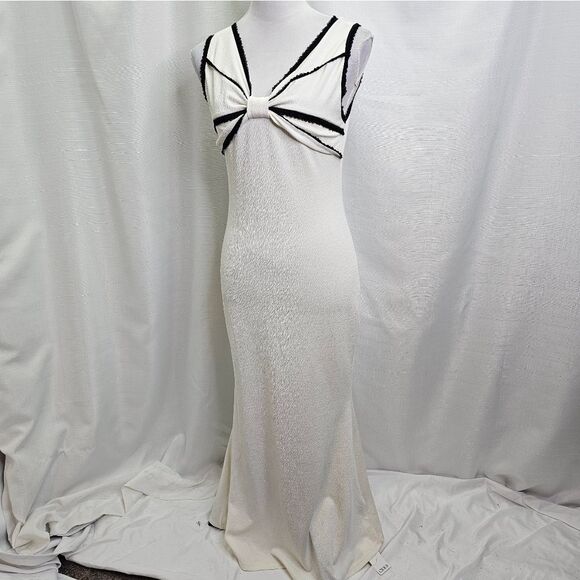 Cider Ivory Maxi Dress with Black Trim Size Medium - Picture 3 of 10